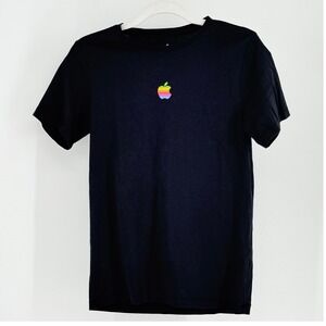 VTG Apple Campus Logo Graphic T-Shirt Black XS Short Slv Crew Single Stitch NWOT